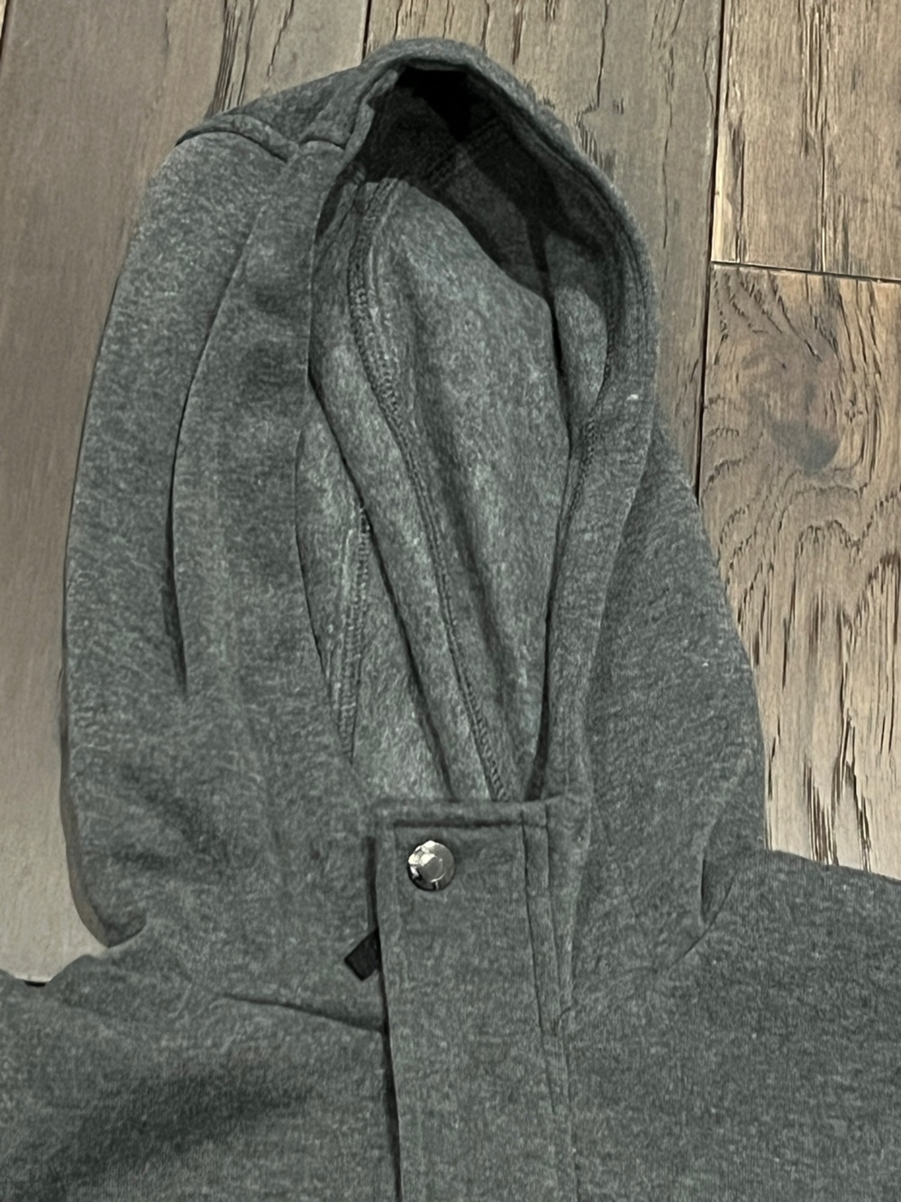 Hooded Gray Jacket with Multicolor Sleeve Stripes - Picture 4 of 8
